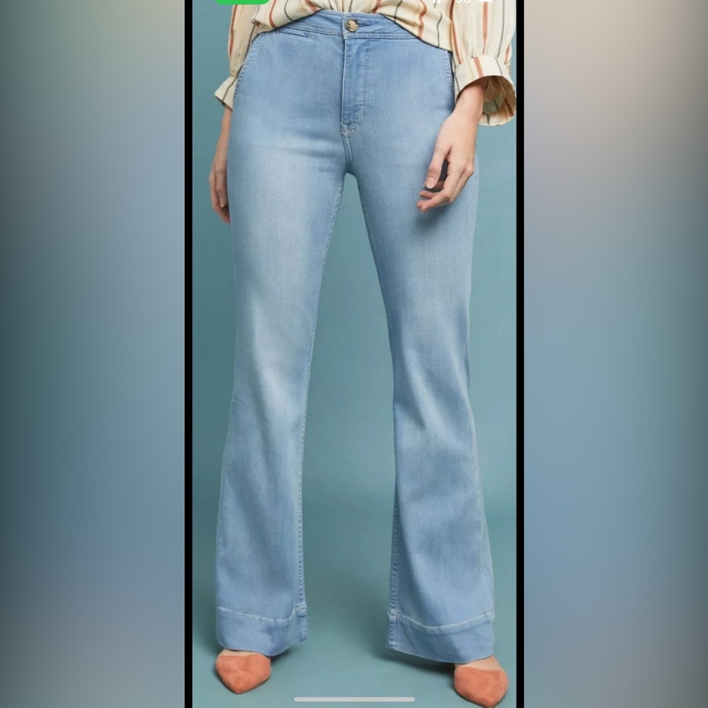 Anthropologie Pilcro Women’s High Rise Wide Leg Light Wash Denim Jeans size 27